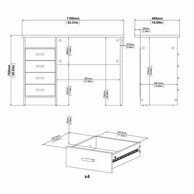 Function Plus Oak & White With 3 Drawer Office Desk