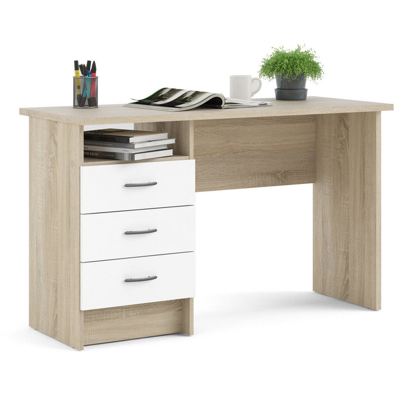 Function Plus Oak & White With 3 Drawer Office Desk