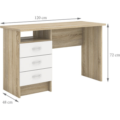 Function Plus Oak & White With 3 Drawer Office Desk