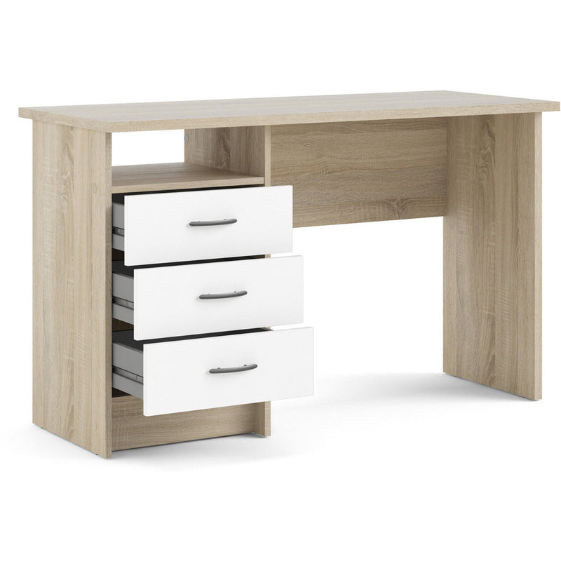 Function Plus Oak & White With 3 Drawer Office Desk