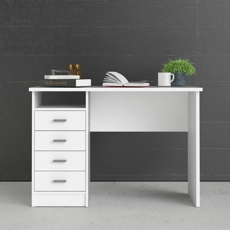 Function Plus White 4 Drawer Office Desk