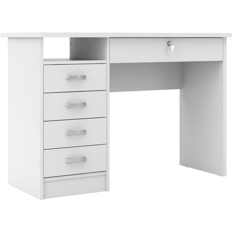 Function Plus White 5 Drawer Office Desk