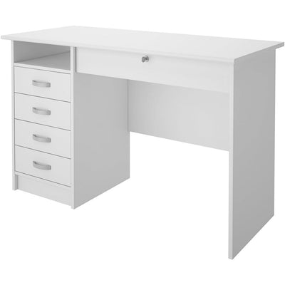 Function Plus White 5 Drawer Office Desk