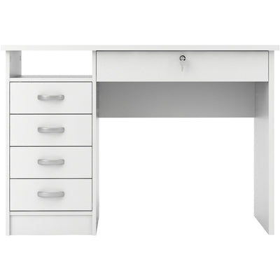 Function Plus White 5 Drawer Office Desk