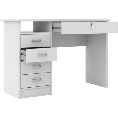 Function Plus White 5 Drawer Office Desk