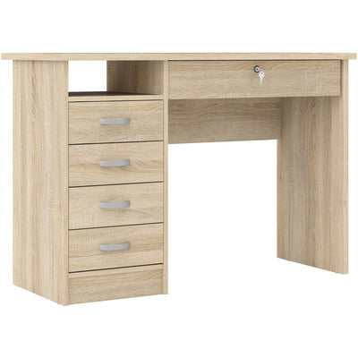 Function Plus Oak 5 Drawer Office Desk