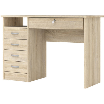 Function Plus Oak 5 Drawer Office Desk