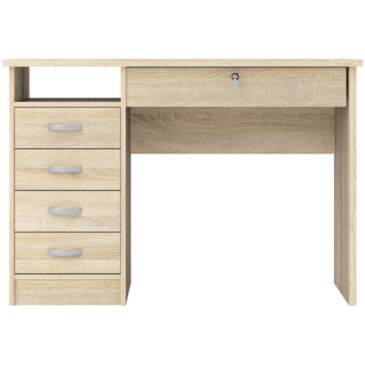 Function Plus Oak 5 Drawer Office Desk