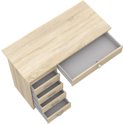 Function Plus Oak 5 Drawer Office Desk