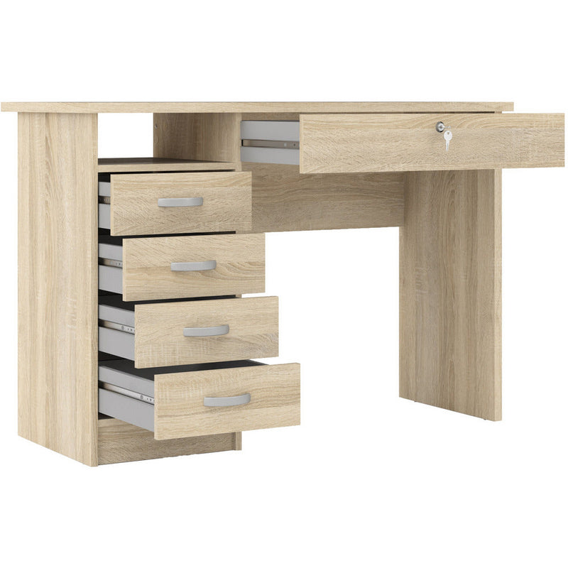 Function Plus Oak 5 Drawer Office Desk