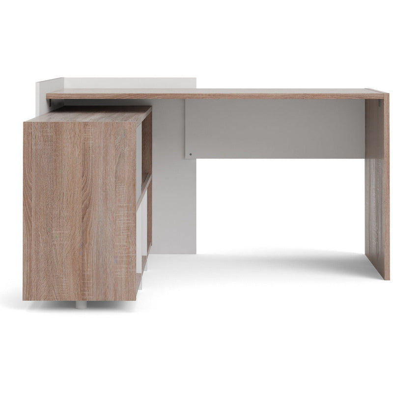 Function Plus White & Truffle Oak Desk 6 Shelf Bookcase