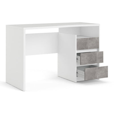 Function Plus White & Grey 3 Drawer Office Desk