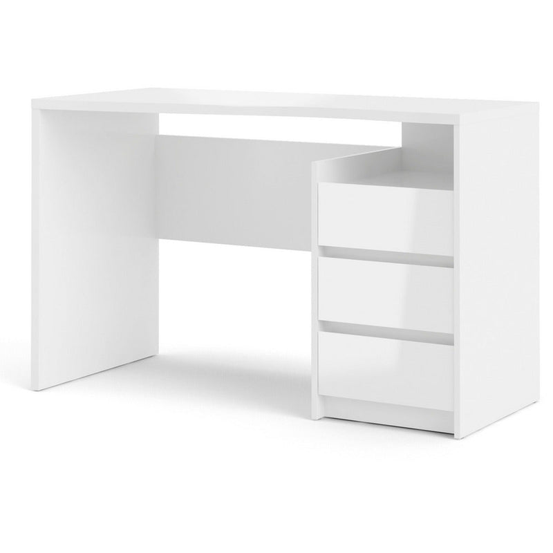 Function Plus High Gloss White 3 Drawer Office Desk