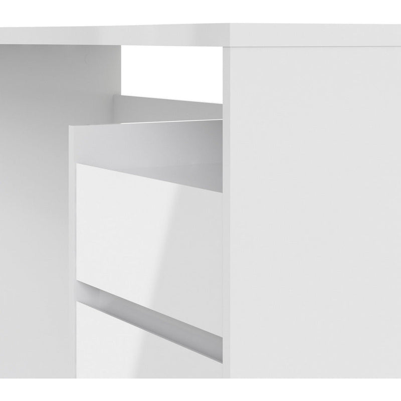 Function Plus High Gloss White 3 Drawer Office Desk