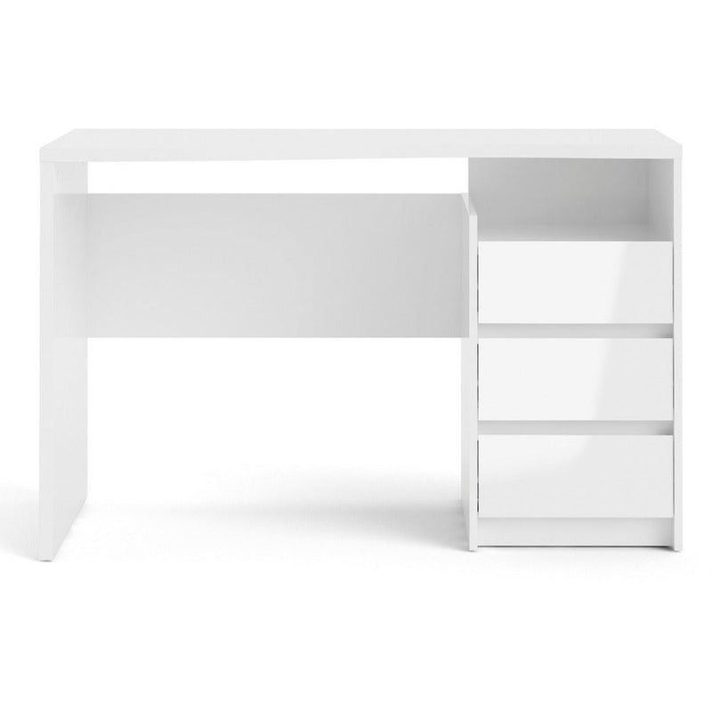 Function Plus High Gloss White 3 Drawer Office Desk