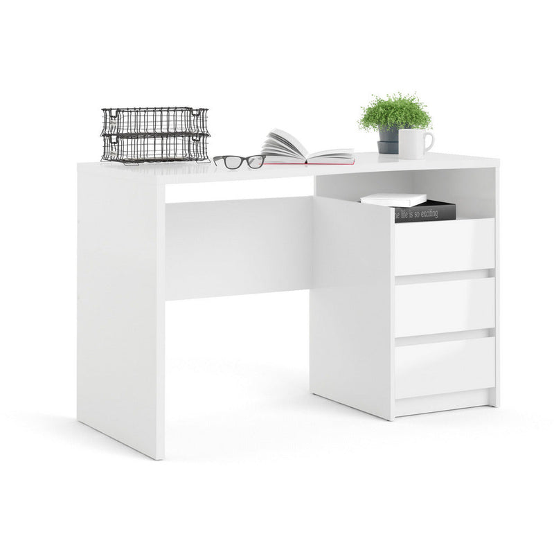 Function Plus High Gloss White 3 Drawer Office Desk