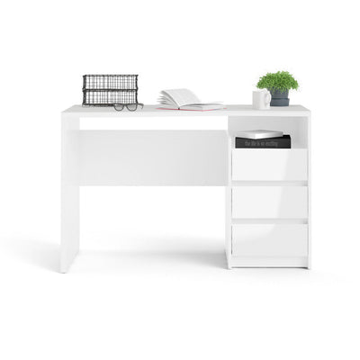 Function Plus High Gloss White 3 Drawer Office Desk