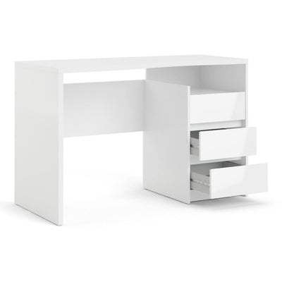 Function Plus High Gloss White 3 Drawer Office Desk