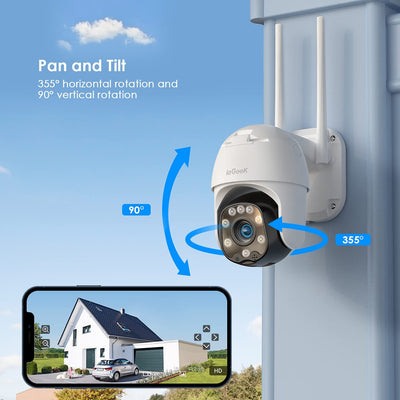 ieGeek 360° CCTV Camera with Color Night Vision, Auto Tracking Security Camera Outdoor with Pan Tilt, 1080P WiFi Wireless PTZ, Motion Detection