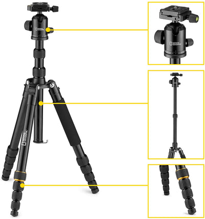 National Geographic Travel Photo Tripod Kit with Monopod, Aluminium, Twist Locks, Load up 8 kg, Carrying Bag, Ball Head, Quick Release, NGTR002T