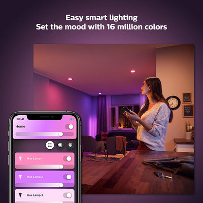 Philips Hue White and Colour Ambiance LED Smart Light Bulb 2 Pack [B22 Bayonet Cap] 60W Equivalent, with Bluetooth [Energy Class A]