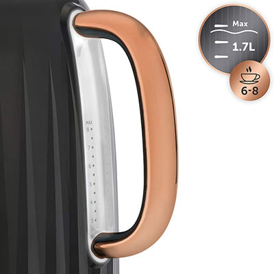 Breville Impressions Electric Kettle | 1.7 Litre | 3 KW Fast Boil | Black and Rose Gold [VKT163]