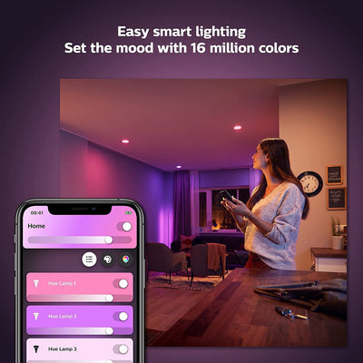 Philips Hue White & Colour Ambiance Smart Bulb Twin Pack LED [B22 Bayonet Cap] - 800 Lumens (60W equivalent). Works with Alexa, Google and Apple