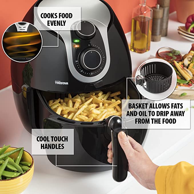 Tristar FR-6996BS Air Fryer XL, 5.2 L, 1800 W, Adjustable Thermostat, Timer