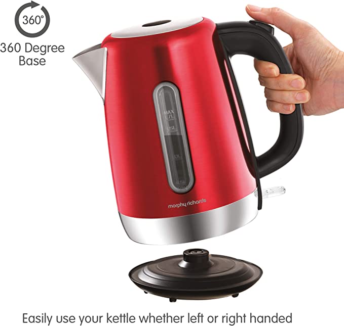 Morphy Richards 102785 Red Equip Stainless Steel Jug Kettle, 3000 W, 1.7 Litre, Red