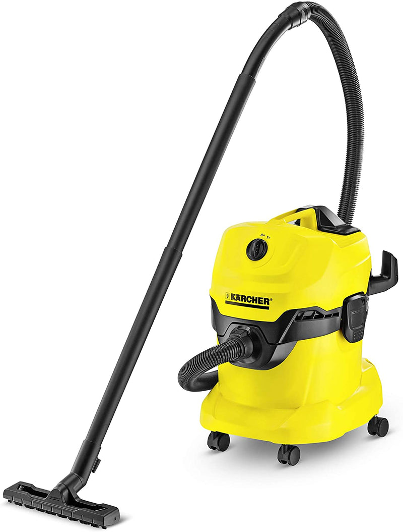 Kärcher Wet & Dry Vacuum Cleaner WD 4, 1000 W, 20 L Container, suction hose: 2.2 m, with flat-fold filter, fleece filter bag, floor and crevice nozzle