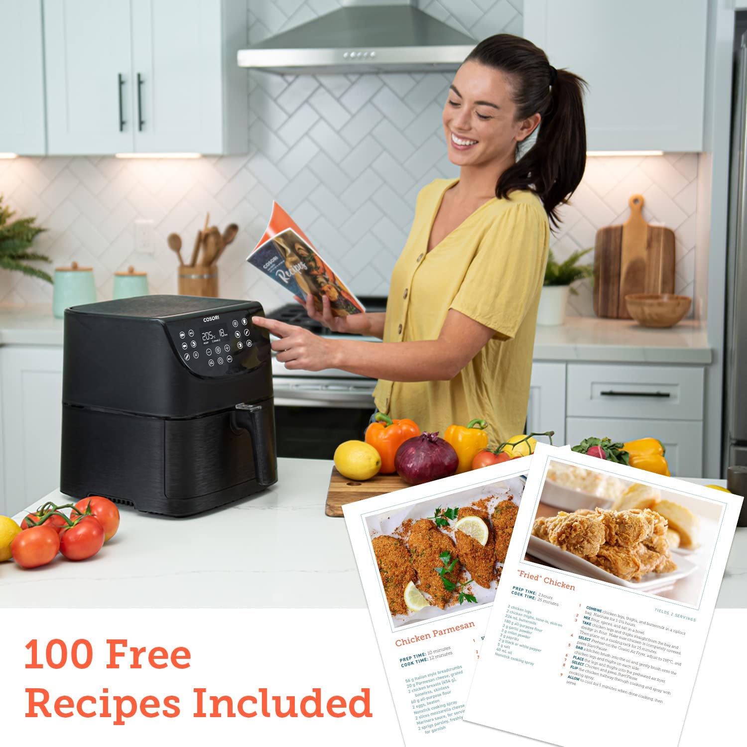 COSORI Air Fryer Oven With Rapid Air Circulation, 100 Recipes Cookbook,  3.5L Air Fryers For Home Use With One-Touch Digital Screen, 11 Cooking