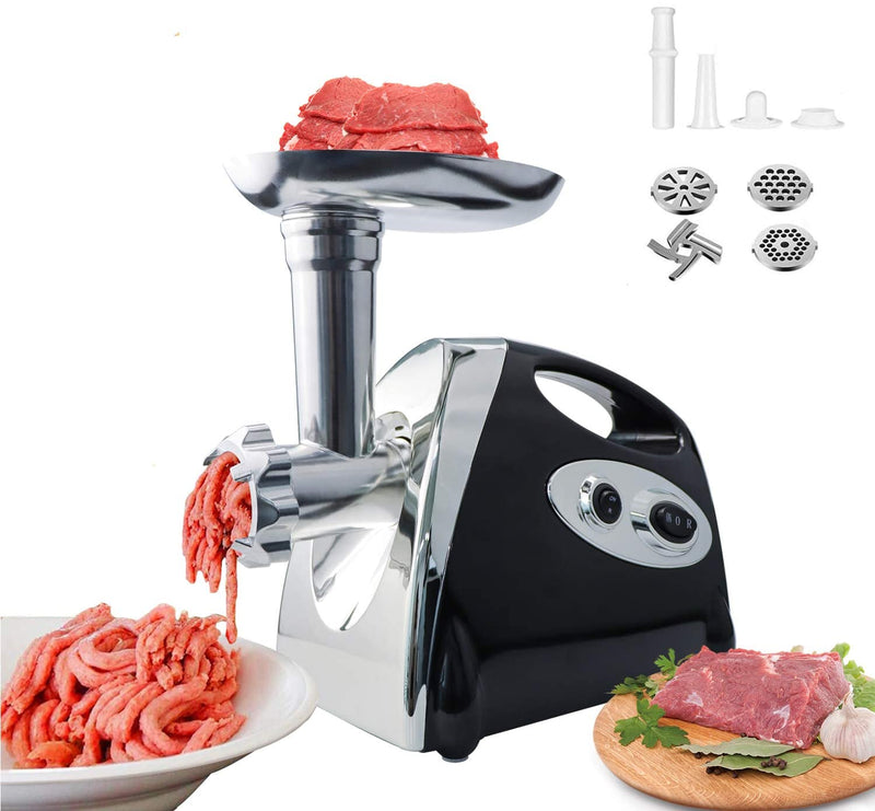 BenRich 2800 Watt Electric Meat Mincer Grinder and Sausage Filler Stuffer Maker Machine, 3 Different Cutting Plates, Sausage & Kubbe Attachment Black