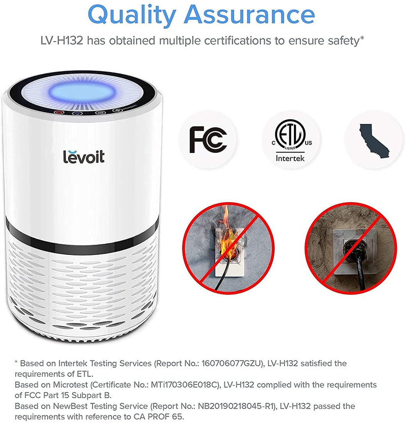 Levoit Air Purifier for Home, Quiet H13 HEPA Filter Removes 99.97% of Pollen