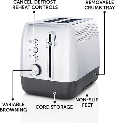 Breville Edge Deep Chassis 2-Slice Toaster | Toasts All the Way to the Top | Brushed Stainless Steel [VTT981]