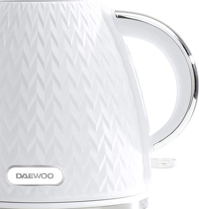 Daewoo SDA1780 Argyle 1.7L Electric Kettle, Removable & Washable Limescale Filter Lid Opening, Auto/Manual Switch Off (220-240V/50-60Hz/3KW), White