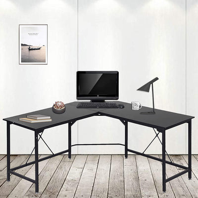 GRANDMA SHARK Corner Desk, L-Shaped Gaming Desk, Computer Desk, PC Desk, Computer Table, Office Desks for Home Working or Study (Black, 140×140×75 cm)