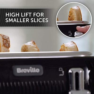 Breville Flow 4-Slice Toaster with High-Lift and Wide Slots | Black [VTT890]