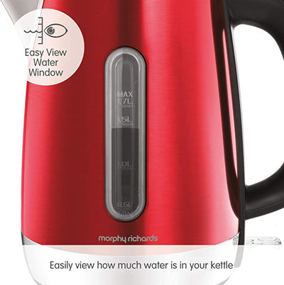 Morphy Richards 102785 Red Equip Stainless Steel Jug Kettle, 3000 W, 1.7 Litre, Red