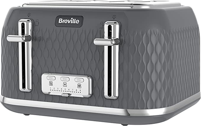 Breville Curve 4-Slice Toaster with High Lift and Wide Slots | Grey & Chrome [VTR013]