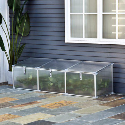 71” Aluminum Greenhouse Plants Raised Bed Vented Cold Frame Protector Transparent