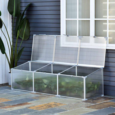 71” Aluminum Greenhouse Plants Raised Bed Vented Cold Frame Protector Transparent