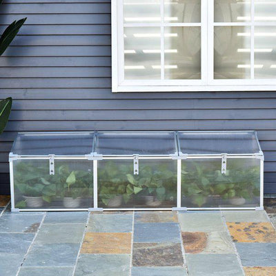 71” Aluminum Greenhouse Plants Raised Bed Vented Cold Frame Protector Transparent