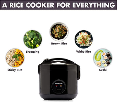 Reishunger Rice Cooker & Steamer with Keep-Warm Function for 1-6 People - Quick Preparation Without Burning - Non-Stick Coating incl. Steamer Insert