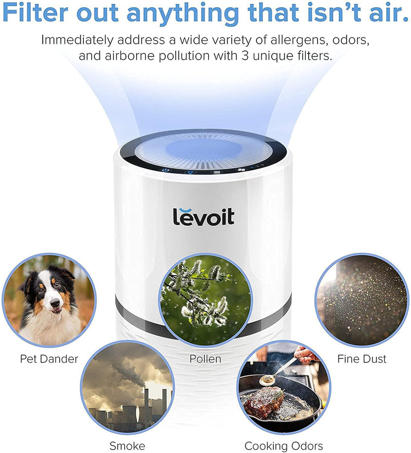 Levoit Air Purifier for Home, Quiet H13 HEPA Filter Removes 99.97% of Pollen