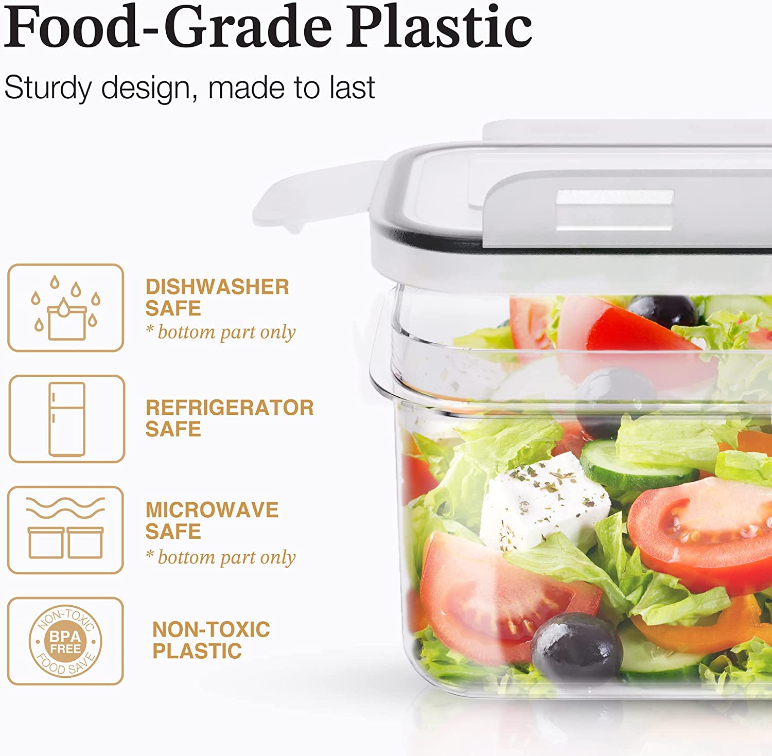 2pcs Reusable Meal Prep Food Storage Containers with Lids Airtight BPA-Free  Stackable Plastic Food Containers for Pantry