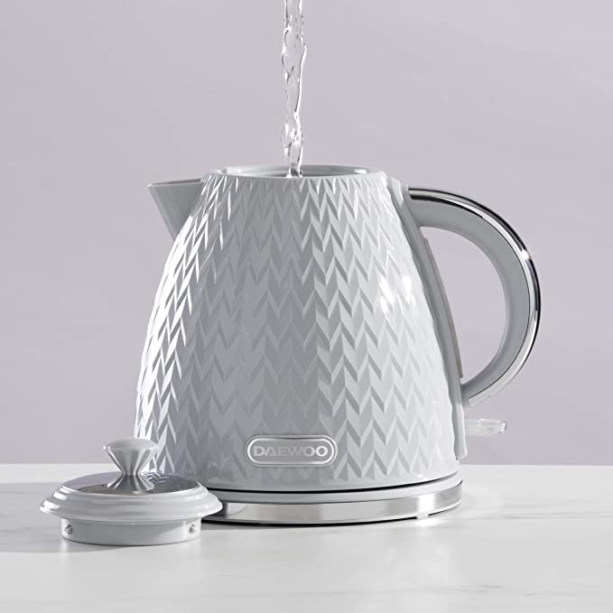 Daewoo SDA1820 Argyle 1.7L Electric Kettle, Removable & Washable Limescale Filter Lid Opening, Auto/Manual Switch Off (220-240V/50-60Hz/3KW), Grey