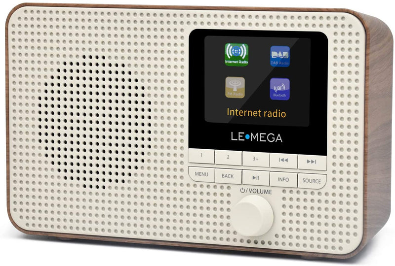 LEMEGA IR1 Portable Internet Radio WIFI, DAB/DAB+/FM Digital Radio, Bluetooth, Dual Alarms Clock, Sleep Snooze Timer, 60 Presets, Headphone-Output