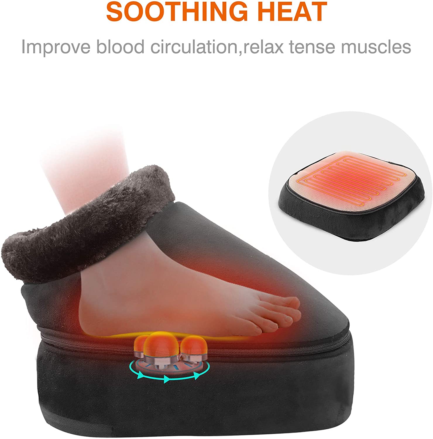 Comfier Shiatsu Foot Massager with Heat, Kneading Rolling Compression Feet  Massage Machine for Circulation Plantar Fasciitis Neuropathy Pain, Size up