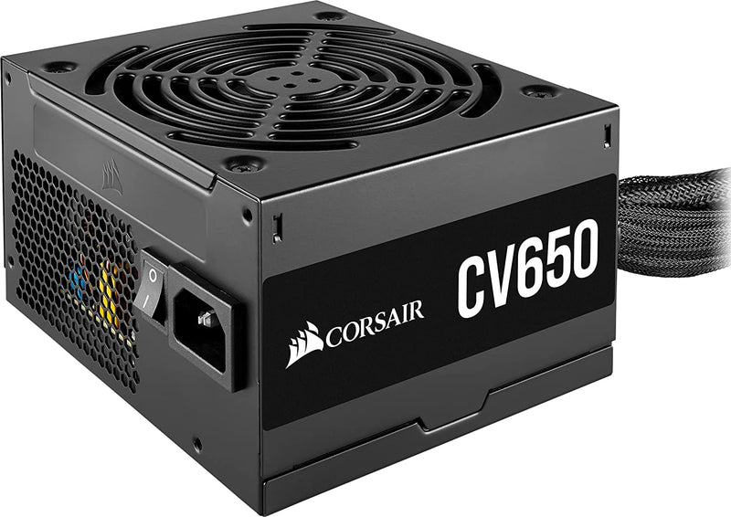 Corsair CV650 80 PLUS Bronze Non-Modular ATX 650 Watt Power Supply (Full Continuous Power, 120 mm Low-Noise Cooling Fan, Black Sleeving and Casing)