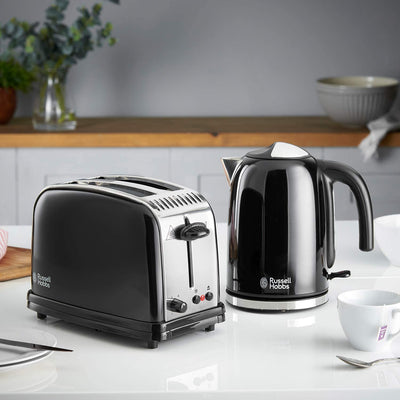 Russell Hobbs 23331 Stainless Steel 2 Slice Toaster, Black